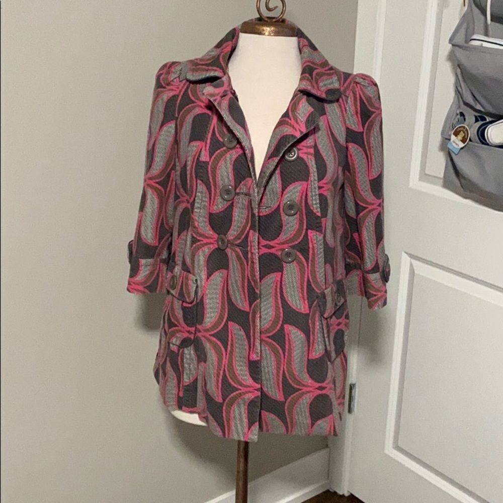 Anthropologie Elevenses Lotus leaf Jacket Size 2 jacket, short trench coat EUC